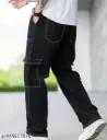6 pocket denim jeans for boys | High-waisted cargo black jeans 6 Pocket Wide Leg Denim Pants | Wide leg denim jeans for boys s-446917870