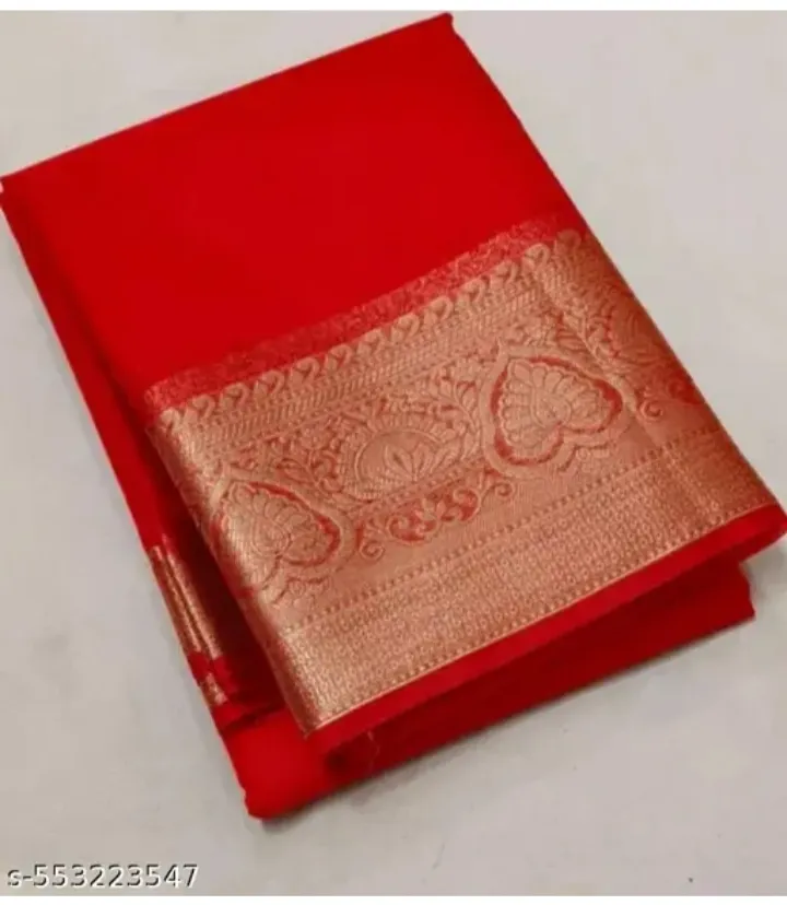 365 TREND New Fancy Organza Saree Plain Saree G-553223547