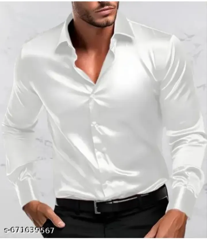 SANBROS Men's Premium Cotton Casual Full Sleeve Shirt  s-671639567 (S, White)