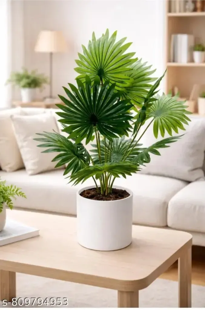 Artificial fake tree Maniplant palm tree 12 leaves without pot (45 cm) for home decoration, bedroom decoration, balcony decoration s-809794953