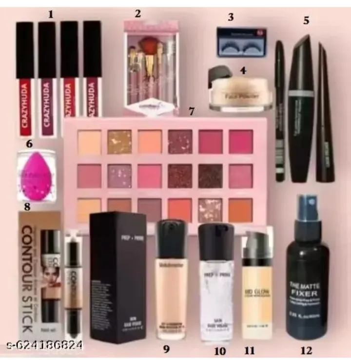 Detak HD Waterproof Makeup Kit Combo for Women and Girls, 1 Kit Set of 15 Products. s-624186824