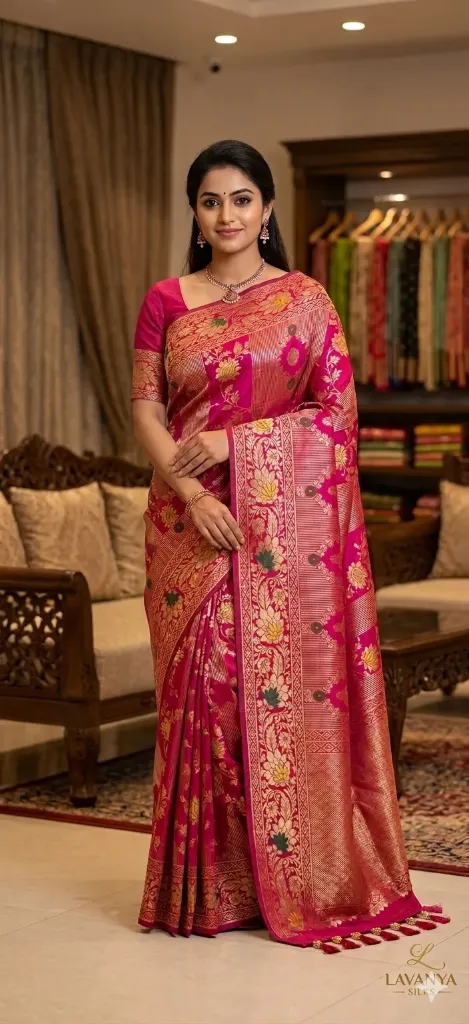 Jacquard Banarasi Silk Saree/Paithani Saree S-880476279