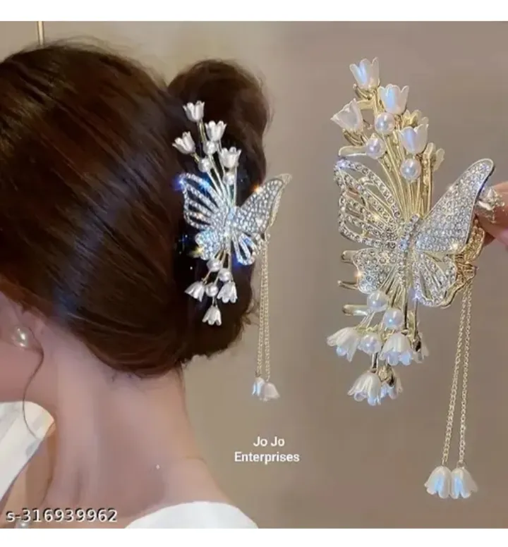 Jo Jo Enterprises Style Hair Claw Clip Metal Clutch Claw Clamps Korean Style Wedding Hair Accessories for Girls and Women (Pack of 1) s-316939962