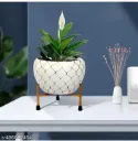 W&C - Metal Hand Painted Golden Design Flower Vase on Stand for Indoor & Outdoor (For Home, Office, Gift, Restaurant & Hotel Use) !!! Buy Now !!! s-486087464