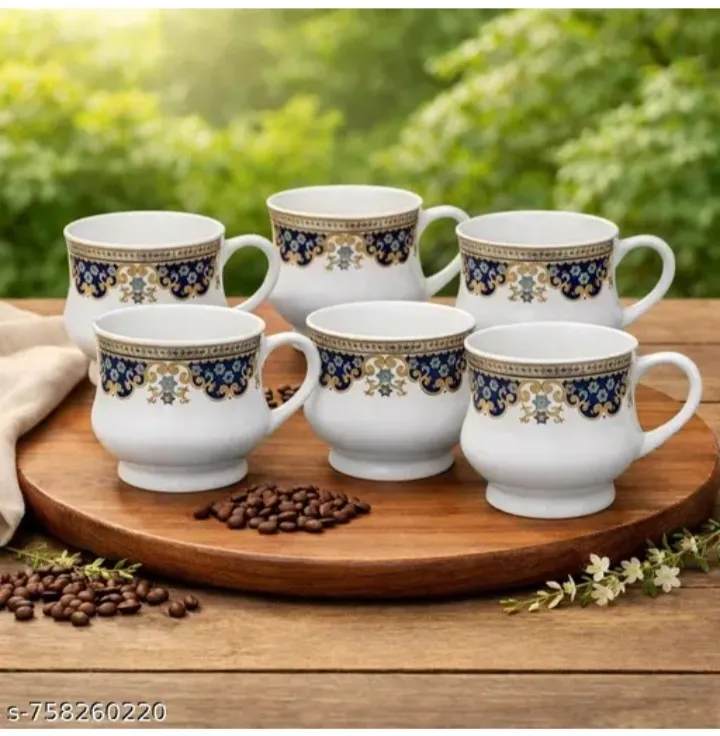 [s-758260220] SG Royal Mughal Print Premium Ceramic Tea & Coffee Cup Set (Pack of ...