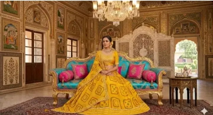 [S-891811199] Indian cultural lehenga for you need design expensive yellow colour