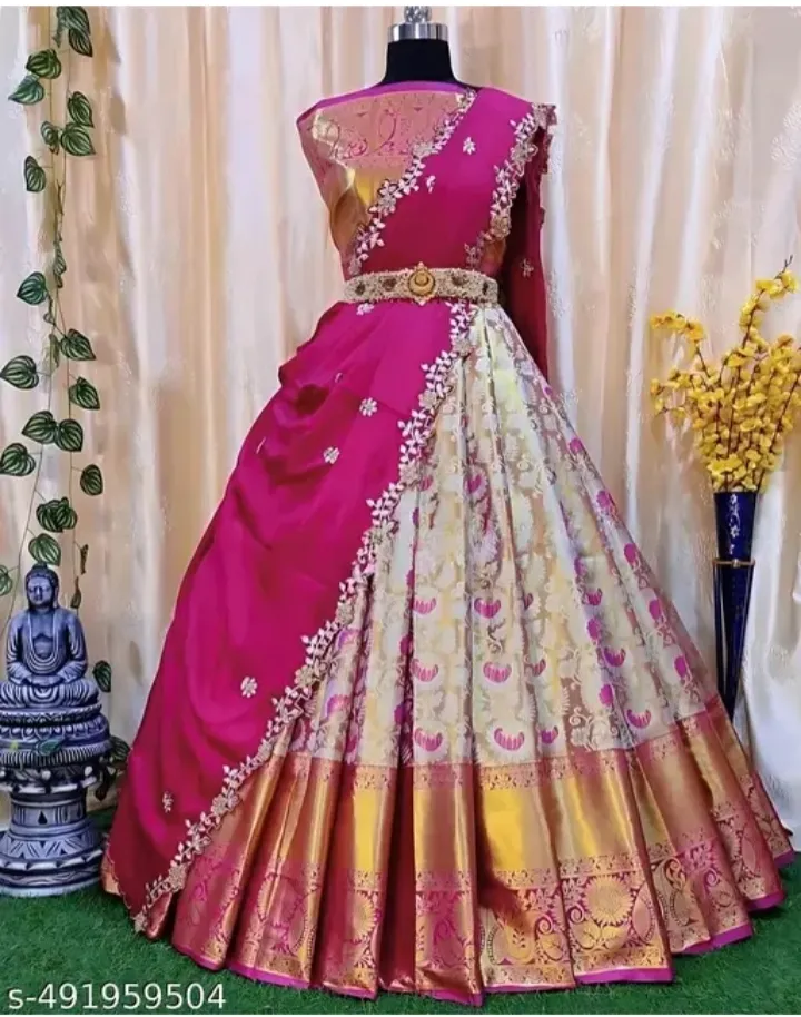 [s-491959501] Indian cultural lehenga 5 colour expensive (Pink)