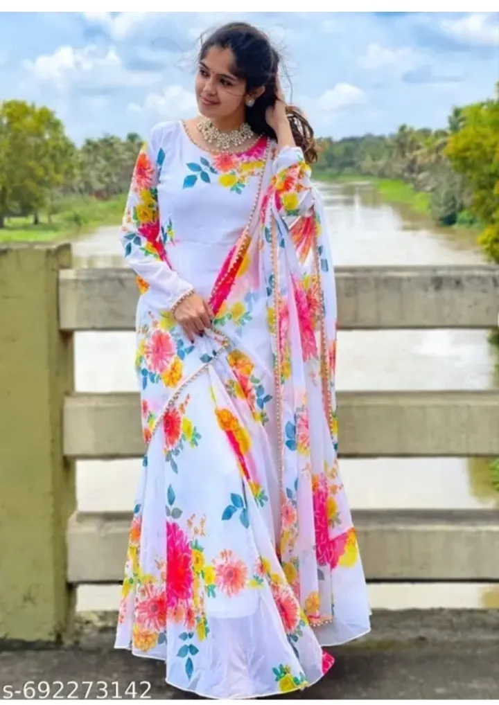 Gown dress with kurti 2.25 meters Daghatta set